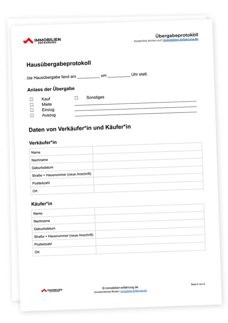 Muster Hausubergabeprotokoll Kostenlos