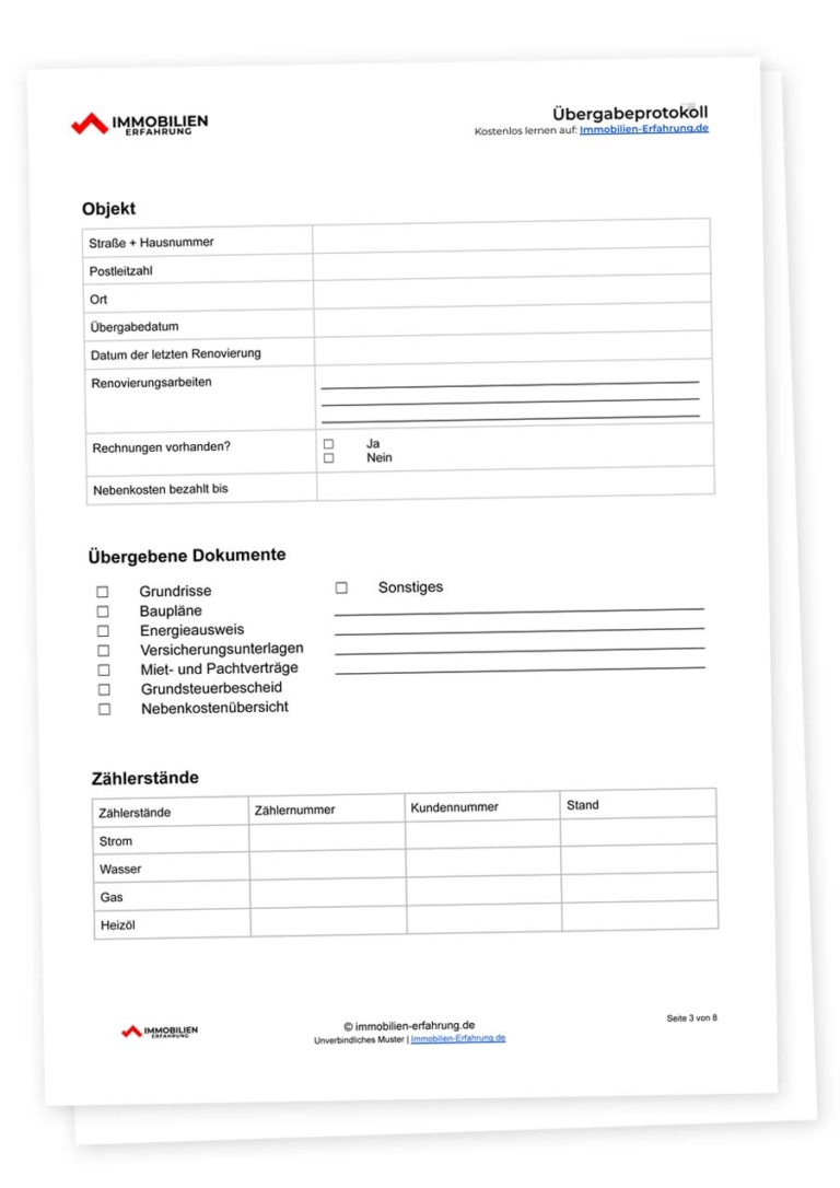 Hauskauf übergabeprotokoll Pdf
