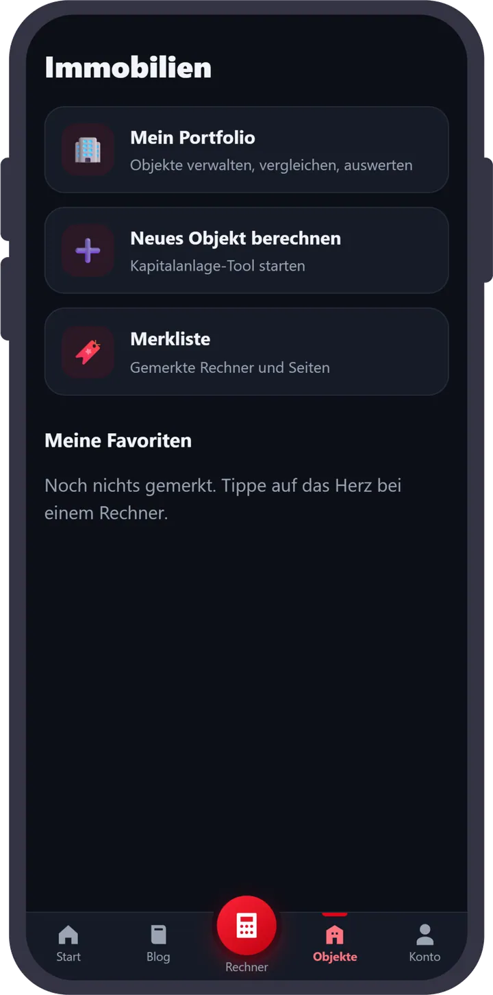 Immobilien-Portfolio in der App: Objekte verwalten und vergleichen